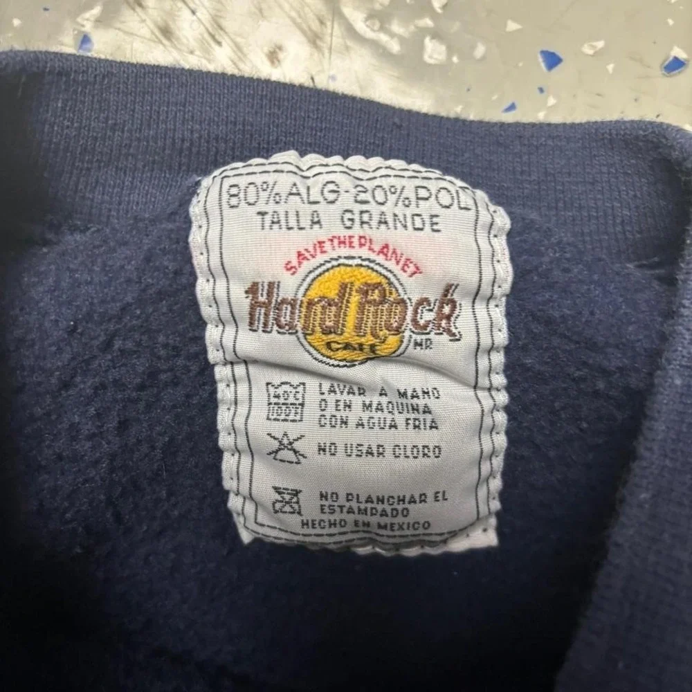 Hard Rock Cafe Cancun Navy Mens Large Sweatshirt Crewneck Pullover Mexico